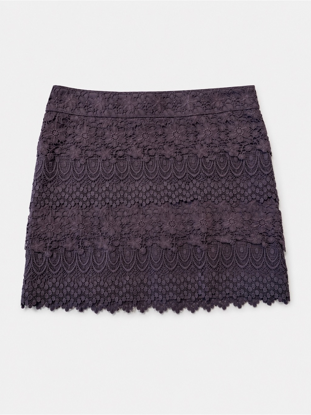American Eagle Outfitters Black Lace Mini Skirt – Women’s Scalloped Layered Lace